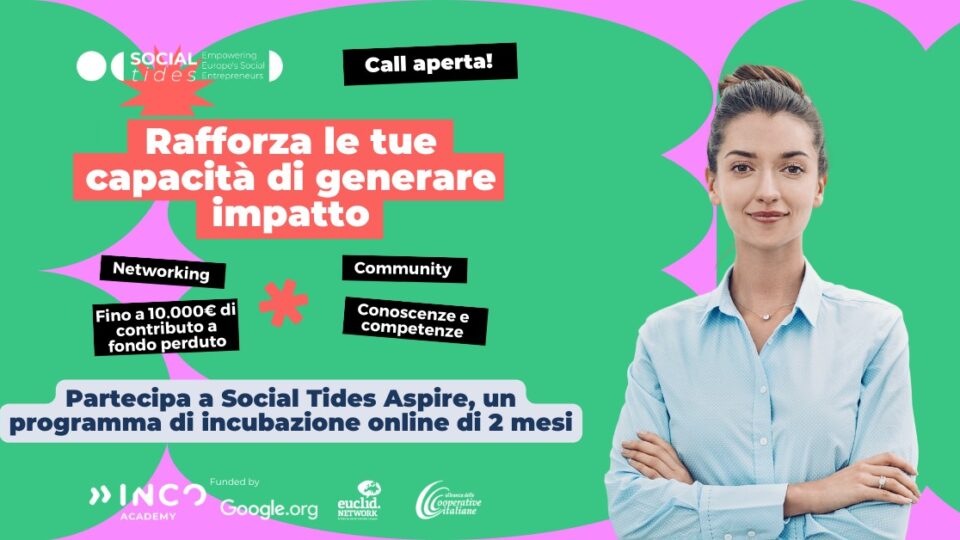 Bando di incubazione di impresa #socialTides#, presentazione  domande entro il 30 aprile